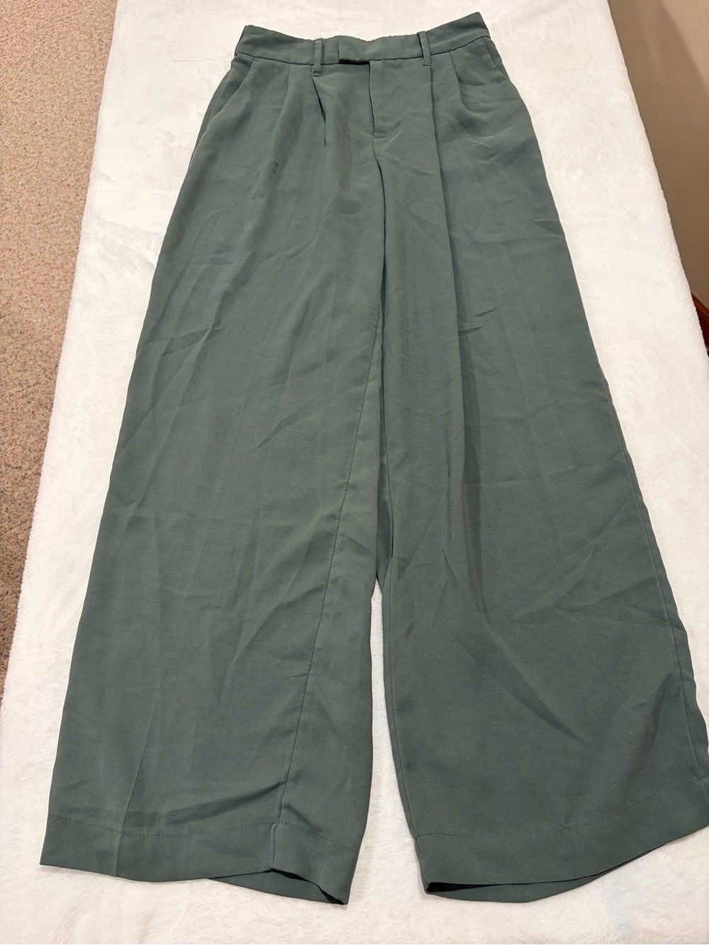 A New Day Sage Green High Rise Pleated Wide Leg Dress Pants - Size 4